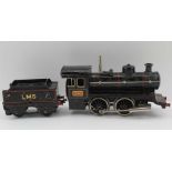 A HORNBY SERIES O GAUGE TIN-PLATE LOCOMOTIVE 0-4-0, No 1902 with TENDER in LMS livery.