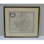 AN ORIGINAL ROBERT MORDEN COUNTY MAP OF WARWICKSHIRE, 37cm x 44cm, later hand coloured, plain