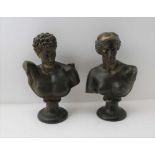 A PAIR OF CLASSICAL DESIGN BUSTS, in the Grand Tour manner, the female is "Aopoaith" (Venus) the