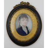 A REGENCY PERIOD MINIATURE PAINTING ON IVORY, portrait of John Harrison, c.1820, head and shoulders,