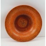 "A ROYAL LANCASTRIAN" STUDIO POTTERY SHALLOW POTTERY BOWL, moulded swirl to base in flecked orange