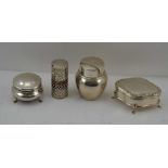 CHARLES EDWARDS A PLAIN SILVER CANISTER of squat baluster form with removable cover, 7.5cm high,