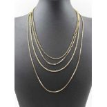 FOUR 9CT GOLD CHAIN NECKLACES, total combined weight - 28.4g