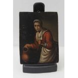 19TH CENTURY EUROPEAN SCHOOL "The Maid", Oil painting on panel, 13cm x 10cm