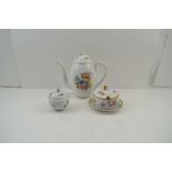 A 20TH CENTURY NYMPHENBURG PORCELAIN COFFEE POT floral decorated, the cover with floral knop, a