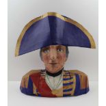 BARRY 'BAZ' BURMAN (died 2001) A HAND-MADE AND PAINTED PAPIER MACHE BUST OF NELSON, in his typical