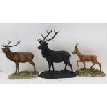 A 'BORDER FINE ARTS' CAST RESIN & HAND PAINTED STAG, 20cm high, a 'Heredities' cast resin, bronze