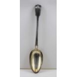 WILLIAM CHAWNER A SILVER BASTING SPOON, shell terminal fiddle pattern handle, London 1817, 31cm