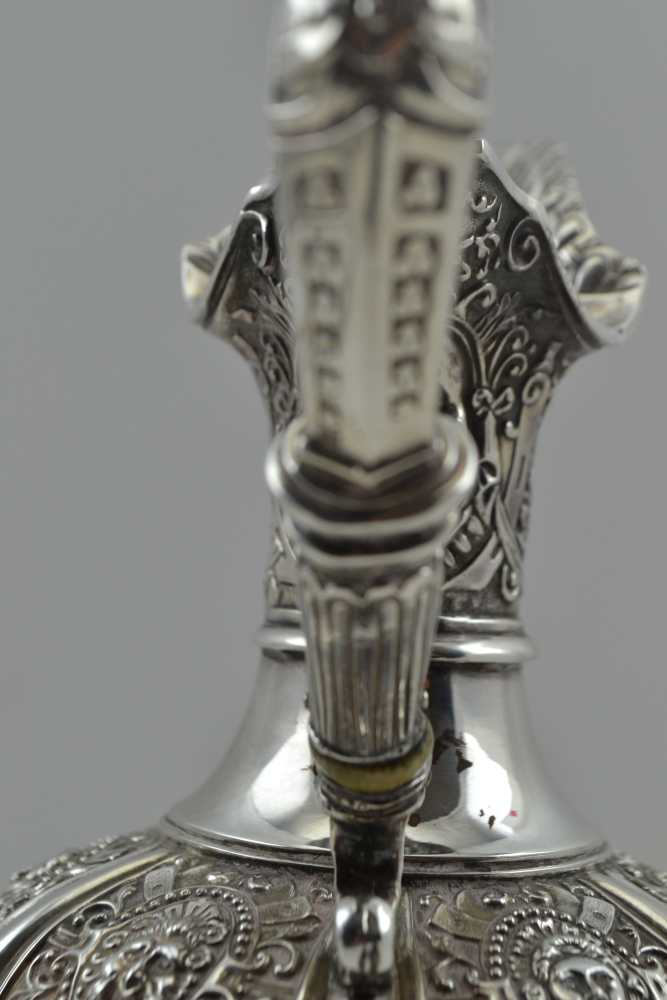 STEPHEN SMITH A VICTORIAN SILVER 'CELLINI' WINE EWER, chased and embossed decoration of mask, - Image 7 of 7