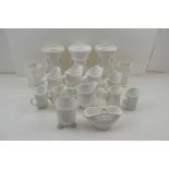 A COLLECTION OF LATE VICTORIAN MOULDED WHITE GLASS to include a pair of vases, 16.5cm high, jugs