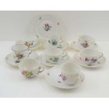 A COLLECTION OF 20TH CENTURY NYMPHENBURG PORCELAIN COFFEE CUPS & SAUCERS, varying floral designs,