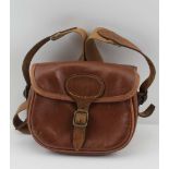 A 'PARSONS & SON' BIRMINGHAM LEATHER CARTRIDGE BAG, on fabric shoulder strap