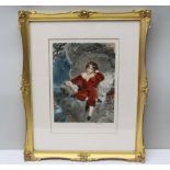 AN EARLY 20TH CENTURY MEZZOTINT Boy, after Gainsborough, signed in pencil, artist's blind proof