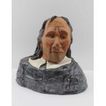 BARRY 'BAZ' BURMAN (died 2001) A HAND-MADE AND PAINTED PAPIER MACHE BUST OF OLIVER CROMWELL, 22cm