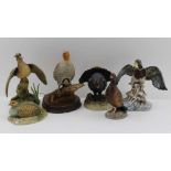 A COLLECTION OF SIX WILD & GAME BIRDS, to include a pottery duck, a painted resin grouse etc.