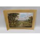 A 19TH CENTURY OIL ON CANVAS OF A RURAL HARVEST SCENE, 39cm x 60cm, indistinctly signed, re-lined,