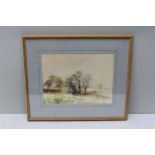 TONY TAYLOR 'Landscape near Stow-on-the-Wold', Watercolour painting, monogrammed, 23cm x 32cm, oak