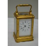 A LATE 19TH CENTURY FRENCH CARRIAGE CLOCK, 'Le Roy and Fils, Paris', brass case with repeater
