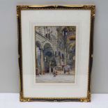 CONRAD H.R. CONILLI 'Church Interior', with figures, Watercolour painting, 25cm x 17cm, parcel