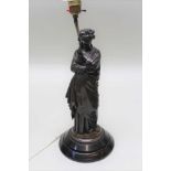 JEAN JULES SALMSON (1823-1903) A PAIR OF BRONZE FIGURAL TABLE LAMPS, classical figures