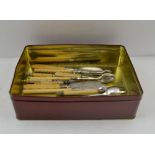 AN EDWARDIAN SILVER BREAD FORK, Sheffield 1901, together with various pickle forks, jam spoon,