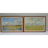 AFTER HUGH MONAHAN (Irish 1914-1970) "Mallard Dropping In" and "Greylag Geese Flighting", a pair