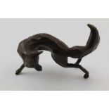 MICHAEL STOREY A LATE 20TH CENTURY BRONZE STANDING FOX, brown patinated finish, signed, 7cm high