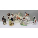 A COLLECTION OF VICTORIAN STAFFORDSHIRE POTTERY FIGURES