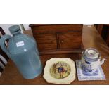 A PAIR OF SHAKESPEAREAN PLATES together with a flagon and two pieces of blue & white pottery