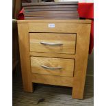 A MODERN SOLID OAK TWO-DRAWER CABINET