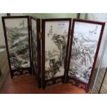 A SMALL SIZED DOUBLE-SIDED HAND PAINTED CHINESE TABLE SCREEN