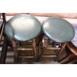 A PAIR OF CIRCULAR PAD TOPPED BAR STOOLS