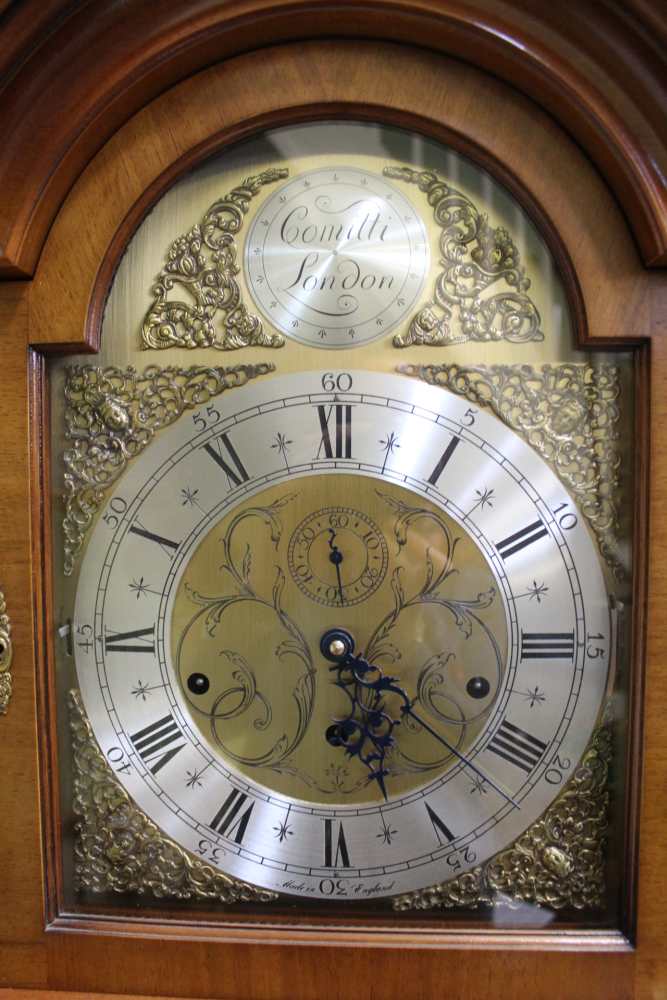 A WELL MADE REPRODUCTION WALNUT FINISHED GRANDMOTHER SIZED LONGCASE CLOCK, by 'Comitti of London' - Image 2 of 2