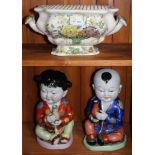 A MASONS IRONSTON TWIN HANDLED FLORAL DECORATED TUREEN / PLANTER together with a pair of large