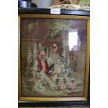 A GLAZED & FRAMED PROBABLE 19TH CENTURY TAPESTRY WOOLWORK
