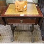 A REPRODUCTION MAHOGANY COLOURED SMALL SIZED SOFA TYPE TABLE