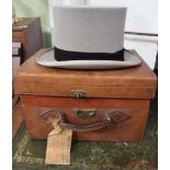 A LEATHER HAT BOX bearing the name 'Lincoln Bennett, London', having 'James Locke & Co.' label