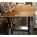 A PROBABLE 19TH CENTURY MAHOGANY FANCY SHAPED TOP OCCASIONAL TABLE on four turned legs, with and 'H'