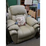AN ELECTRONIC RISER/ RECLINER finished in butterscotch Angel Delight leather