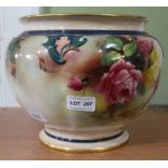 A ROYAL WORCESTER PORCELAIN PLANTER hand painted with roses