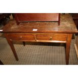 A MID CENTURY MAHOGANY FINISHED FOLD-OVER COFFEE TABLE with two inline storage drawers