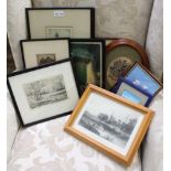 A SELECTION OF SMALL SIZED PICTURES & PRINTS to include etchings and engravings