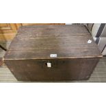 A SOFTWOOD BOX CHEST with twin carry handle sides