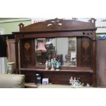 A MAHOGANY FINISHED INLAID ART NOUVEAU DESIGN MIRROR BACKED STAND