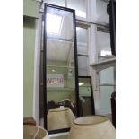 TWO RECTANGULAR PLAIN PLATE WALL MIRRORS, the smaller bearing Design Centre Gallery label