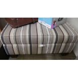 A MODERNIST STRIPE UPHOLSTERED BOX OTTOMEN with lift-up pad top