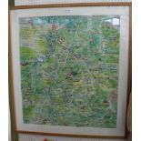 A MULTI-COLOURED COMMEMORATIVE MAP DEPICTING THE WARWICKSHIRE HUNT AREA produced specifically for