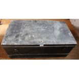 A BLACK FINISHED STEEL BOX TRUNK