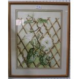P. SHORTELL A WATERCOLOUR STUDY OF TRELLIS CLIMBING PLANTS, signed, dated '90, in double mount and