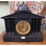 AN ARCHITECTURALLY DESIGNED LATE 19TH CENTURY SLATE MANTEL CLOCK